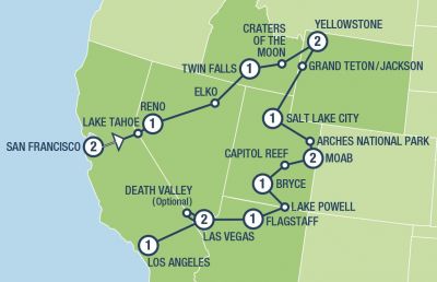 Map showing the Tour regions